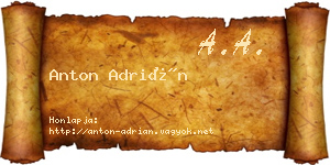 Anton Adrián névjegykártya
